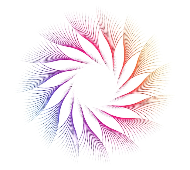 Vettore elementi di progettazione ondate di molti punti viola anello circolare strisce ondulate verticali astratte su sfondo bianco isolate illustrazione vettoriale eps 10 ondate colorate con linee create utilizzando blend tool