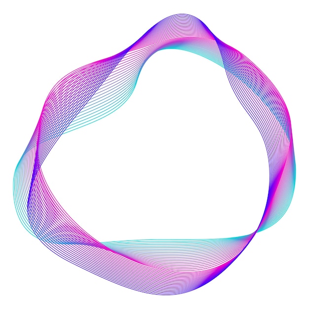 디자인 요소 많은 보라색 라인 서클 링의 물결 흰색 배경에 고립 된 추상 수직 물결 모양의 줄무늬 벡터 일러스트 레이 션 EPS 10 혼합 도구를 사용하여 만든 라인으로 다채로운 파도