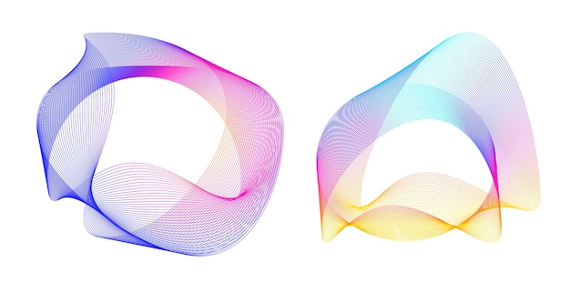 Элементы дизайна Волна многих фиолетовых линий окружает кольцо Абстрактные вертикальные волнистые полосы на белом фоне изолированы Векторная иллюстрация EPS 10 Красочные волны с линиями, созданными с помощью инструмента Blend Tool