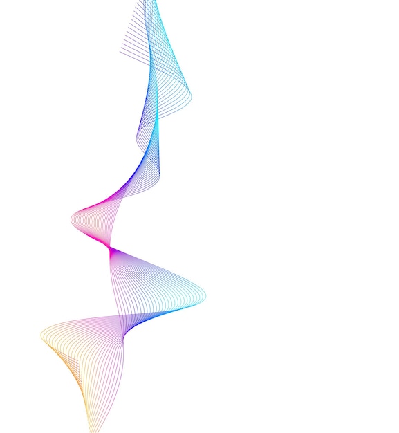 デザイン要素 多くの紫色の線円環の波 分離された白い背景の抽象的な垂直波状ストライプ ベクトル イラスト EPS 10 ブレンド ツールを使用して作成された線でカラフルな波