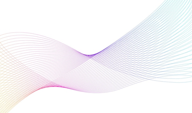 Elementi di design onda di molte linee viola anello cerchio strisce ondulate verticali astratte su sfondo bianco isolato