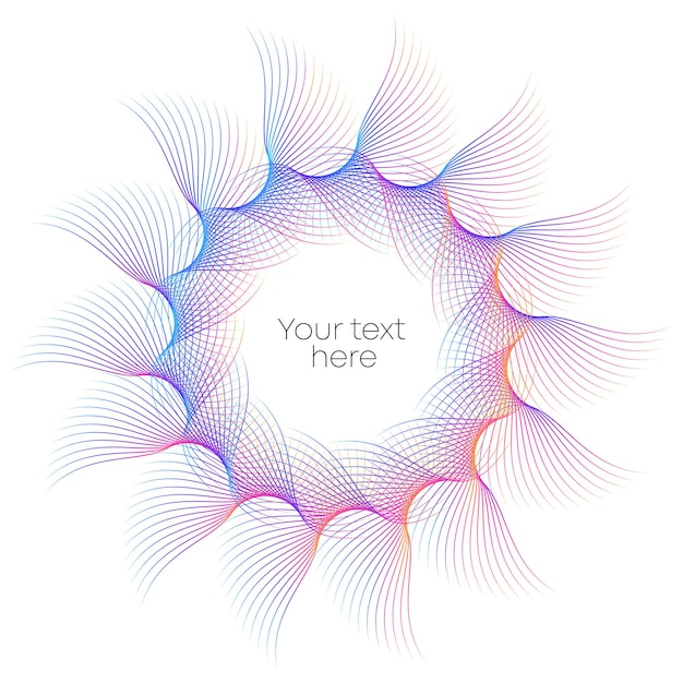 Vettore elementi di design ondata di molte linee viola anello circolare strisce ondulate verticali astratte su bianco