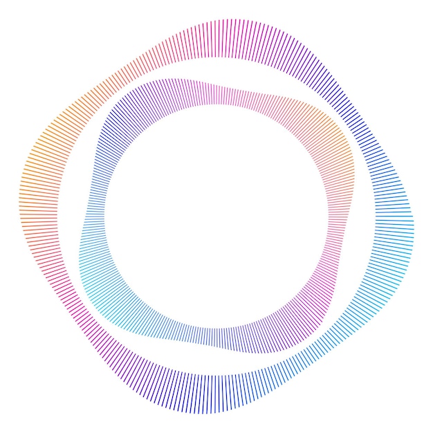 Design elements wave of many purple lines circle ring vertical wavy stripes on white background