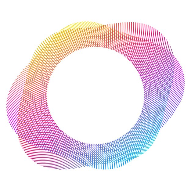 Vector design elements wave of many purple lines circle ring vertical wavy stripes on white background