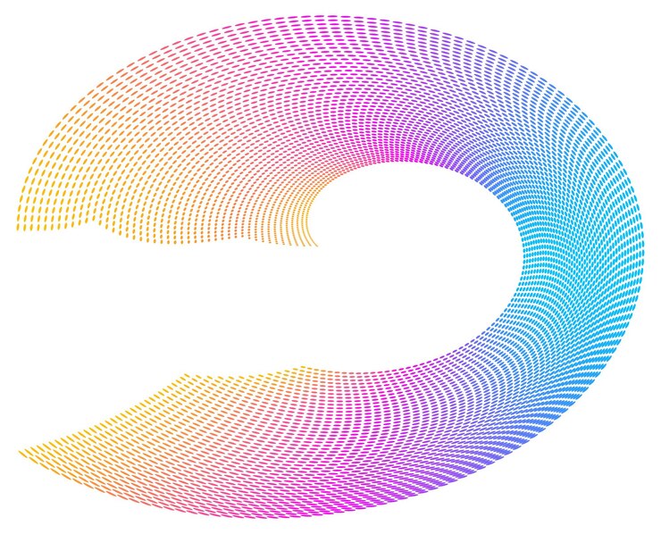 Vector design elements wave of many purple lines circle ring with dots abstract vertical wavy stripes on white background isolated vector illustration eps 10