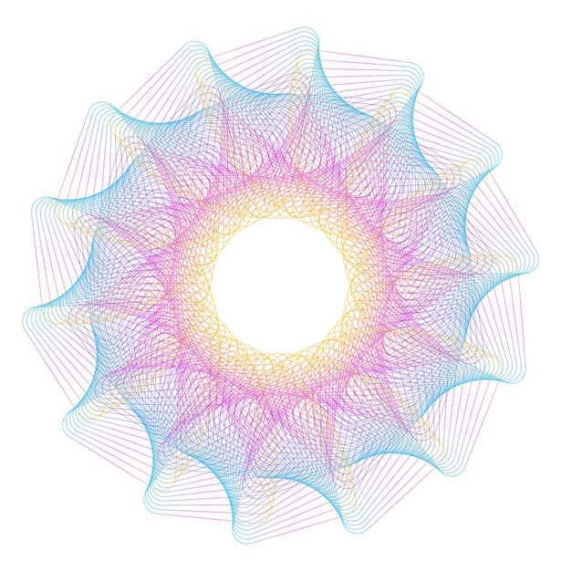 デザイン要素の多くの紫色の線の波円リング分離された白い背景に抽象的な垂直波状ストライプ ベクトル イラスト eps 10 ブレンド ツールを使用して作成された線を持つカラフルな波