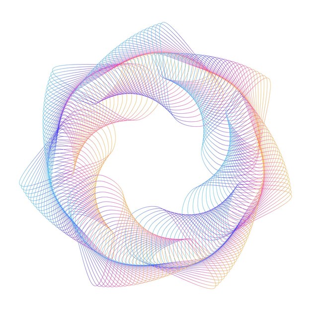 Элементы дизайна волна из многих фиолетовых линий круг кольцо абстрактные вертикальные волнистые полосы на белом