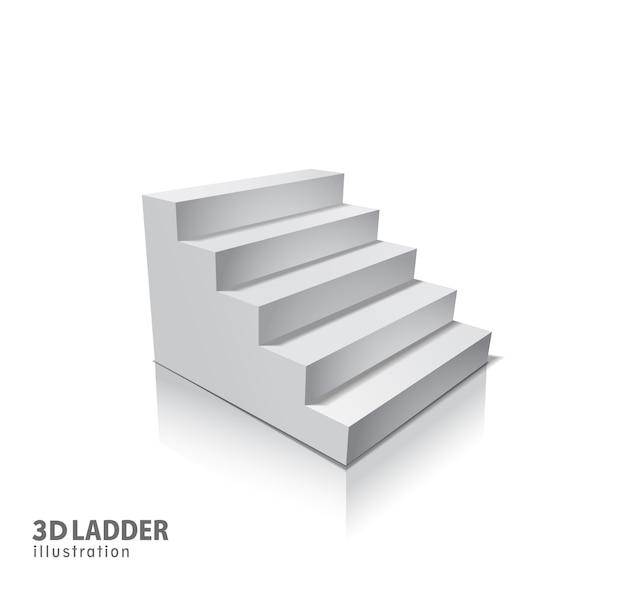 Vector design elements white stairs realistic illustration with shadow.