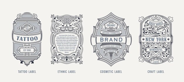 Vector design emblems stickers template beer labels