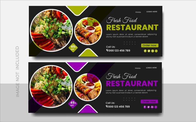Vector design en sjabloon van de cover van een restaurant op facebook