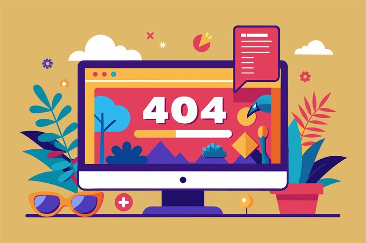 Vector the design features a vibrant 404 error message highlighting a lack of internet connection on a computer display 404 error page with no internet connection illustrated on a computer screen