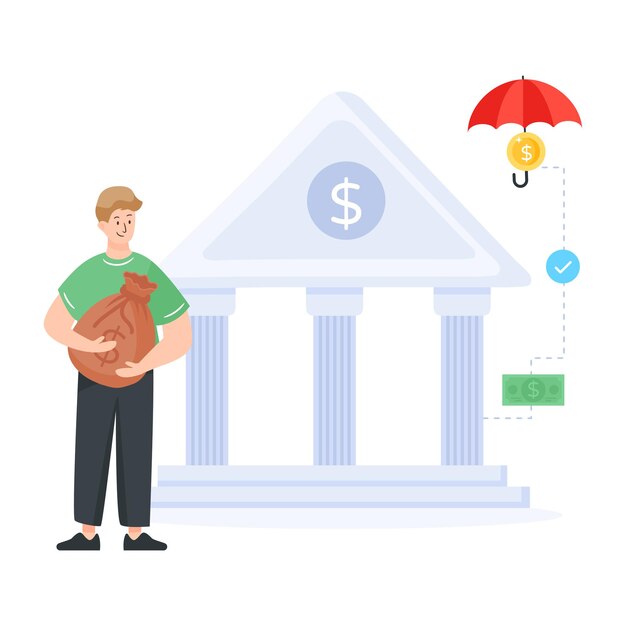 A design of financial institute bank flat illustration design