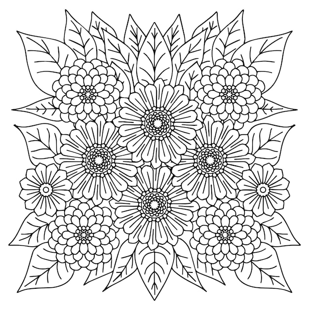 デザイン花のアウトライン要素の着色ページ
