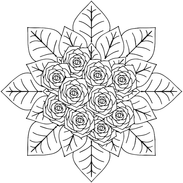 design flower outline element coloring page