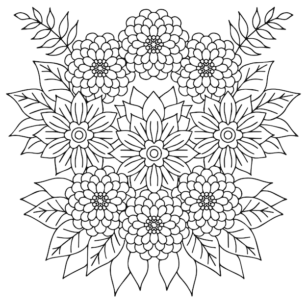 design flower outline element coloring page