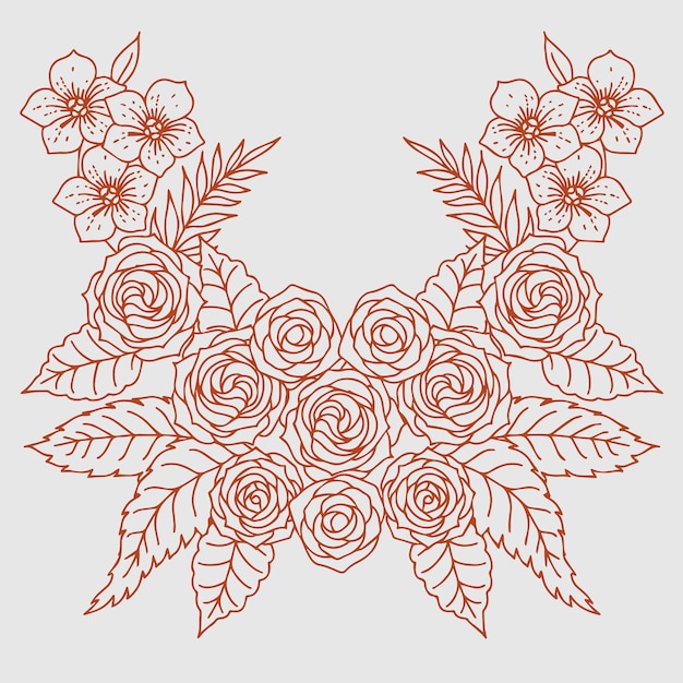 Vector design flower outline element coloring page