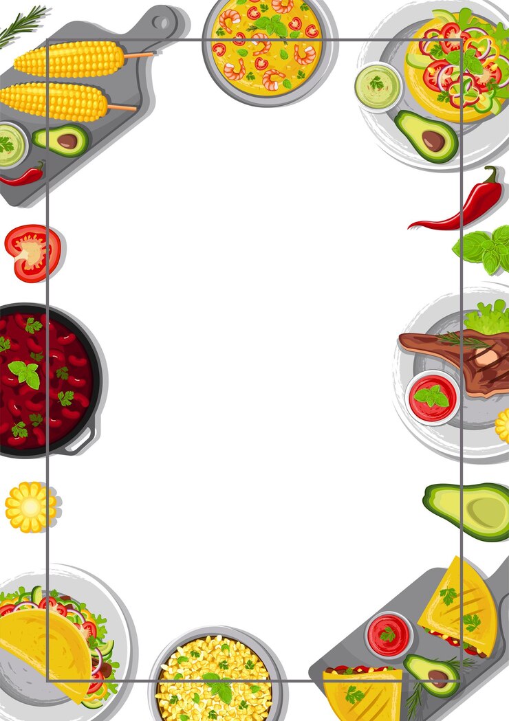 Vector design a flyer with latin american cuisine mexican cuisine healthy food cooking menu concept