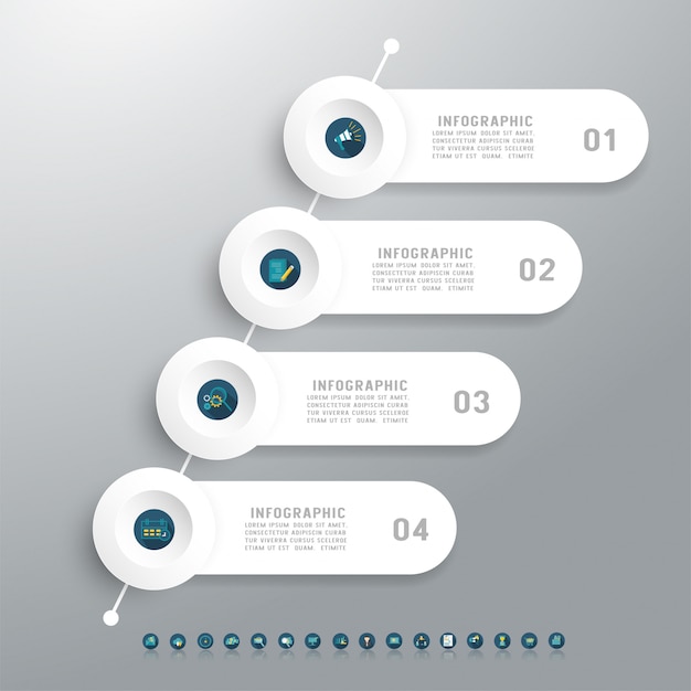 Progettare quattro opzioni elemento grafico infografica.