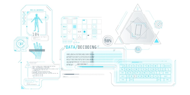 Design of a futuristic software interface for entering and decrypting data about a person Vector illustration
