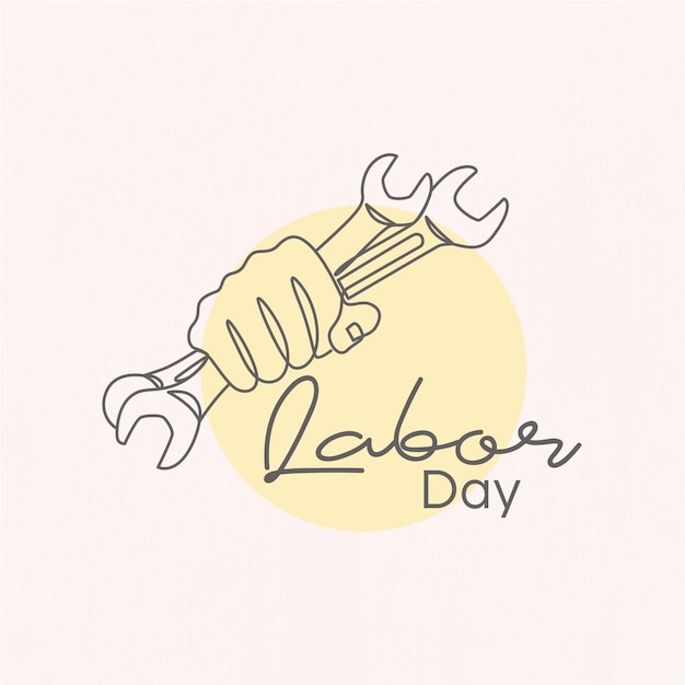 Design of a hand holding a wrench for labor day in art gris style