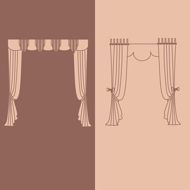 design ideas realistic icons collection isolated vector illustration curtains and draperies interior decoration