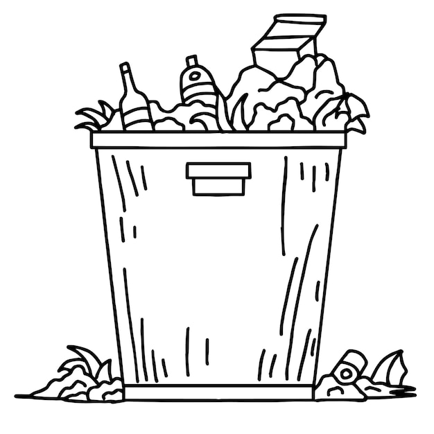 Design illustration garbage element outline art