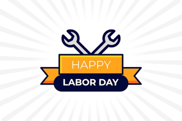 design and illustration of labor day with sunburst background