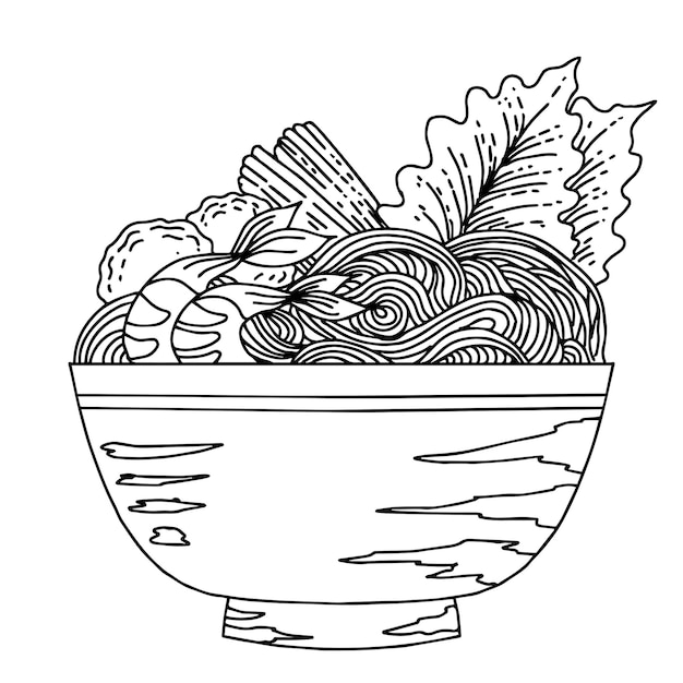 Vector design illustration noodle food outline