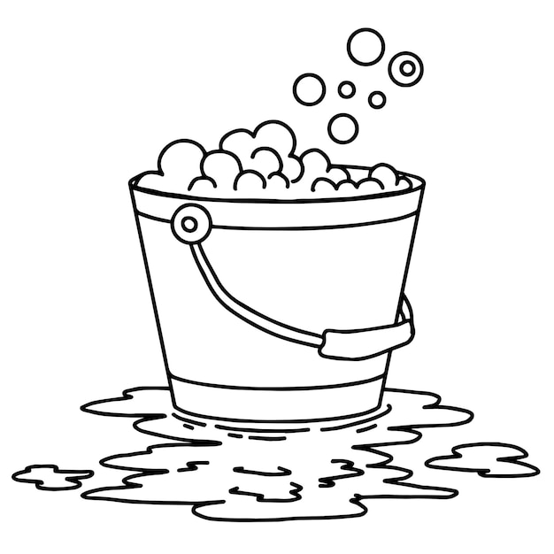 design illustration outline bucket washing icon