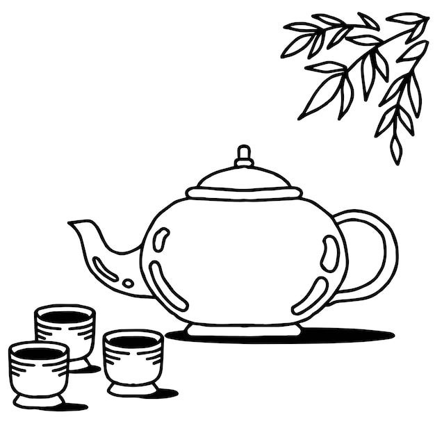 design illustration outline teapot icon