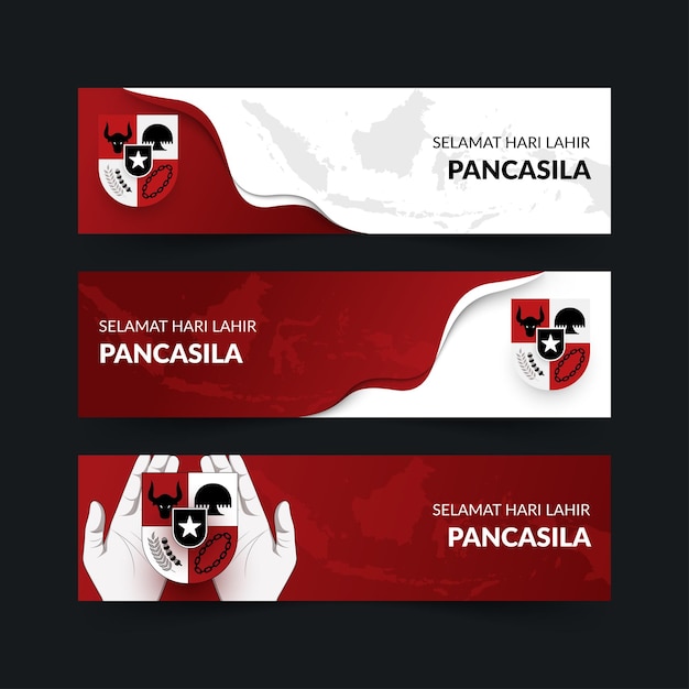 Design and illustration of pancasila day celebration banner set