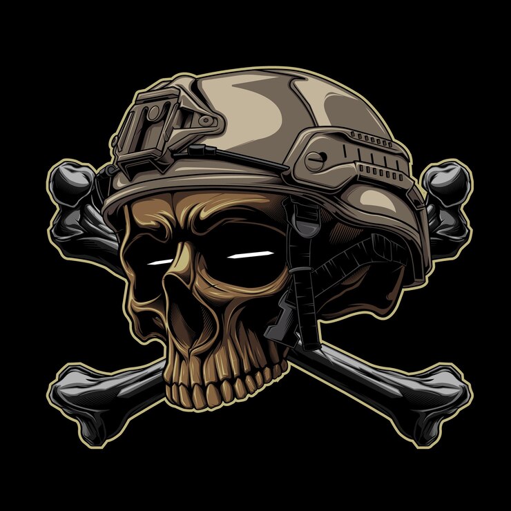 design illustration tactical skull in the dark beground