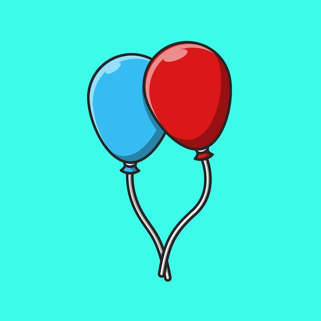 Design illustrazione di due palloncini in rosso e blu