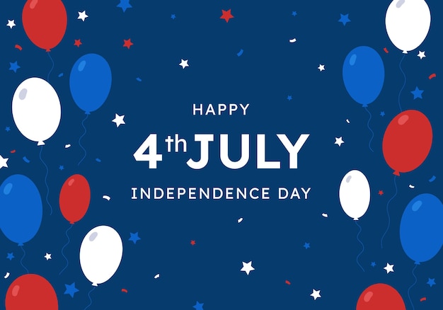 벡터 7월 4일에 풍선과 별의 배경 디자인 미국 독립 기념일