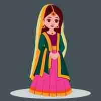 Vector design of indian woman bride in wedding