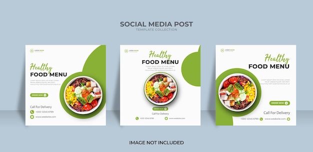 Progetta il modello dell'insegna dell'alimento del menu del post di instagram