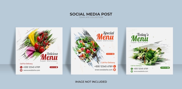 Дизайн instagram пост меню еда баннер шаблон