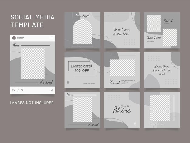 Design Instagram Social Media Template Post Fashion Set