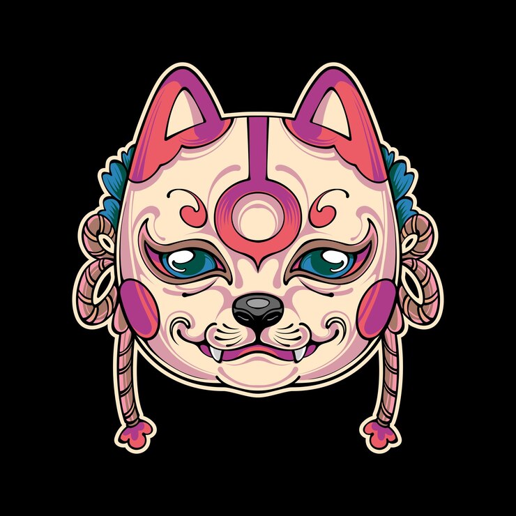 Vector design kitsune mask vector art