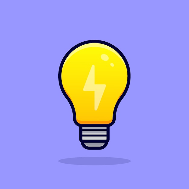 Design of light bulb cartoon icon isolated on purple