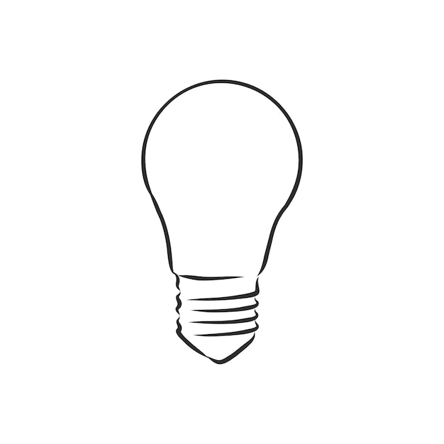 Design of light line vector drawing, light bulb vector sketch illustration