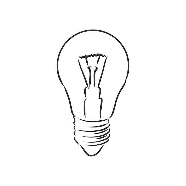 Design of light line vector drawing, light bulb vector sketch illustration