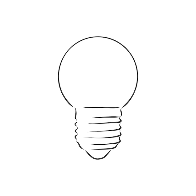 Design of light line vector drawing, light bulb vector sketch illustration