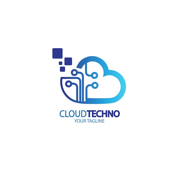 Vettore design logo tecnologia cloud illustrazione vettoriale