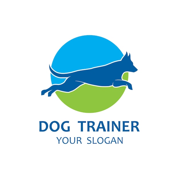 デザインロゴのアイデアトレーニング犬ベクトルテンプレート