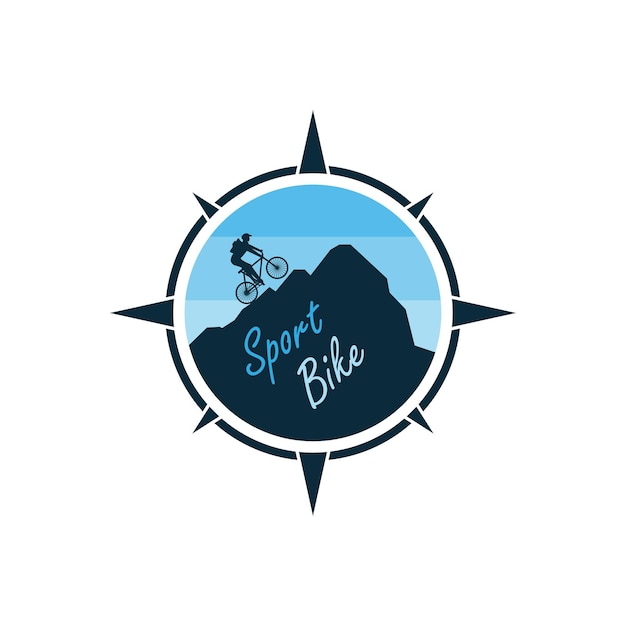 Design logo template mountain biker.