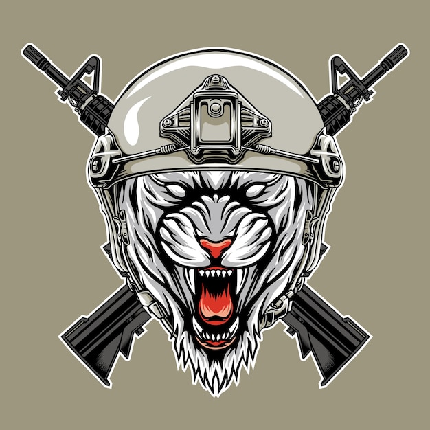 Vector design military head tiger vector illustration