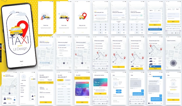 Design of the mobile application ui ux set of gui screens