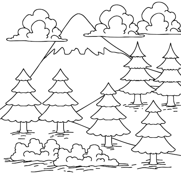 Design Nature Landscape Coloring Page Outline Art