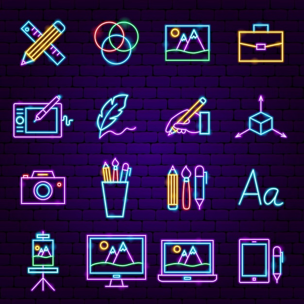 Vector design neon icons